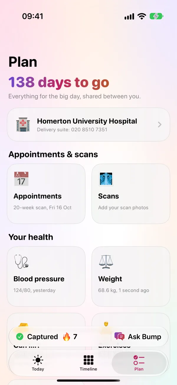 Plan tab with the hospital and planning tools